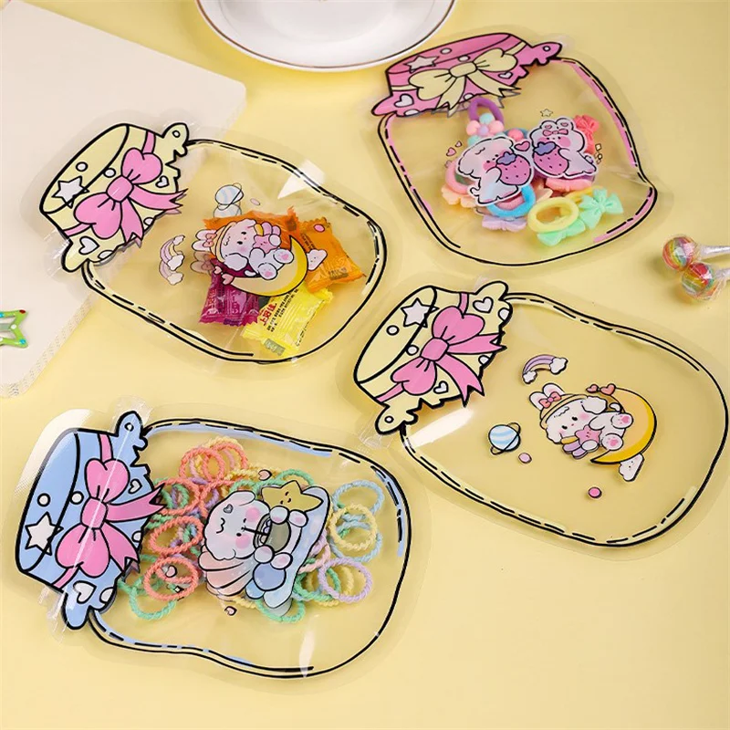 10Pcs Cartoon Printed Snack Cookie Storage Bag Self Sealing Design Easy To Use Small Item Storage Creative Candy PE Bag