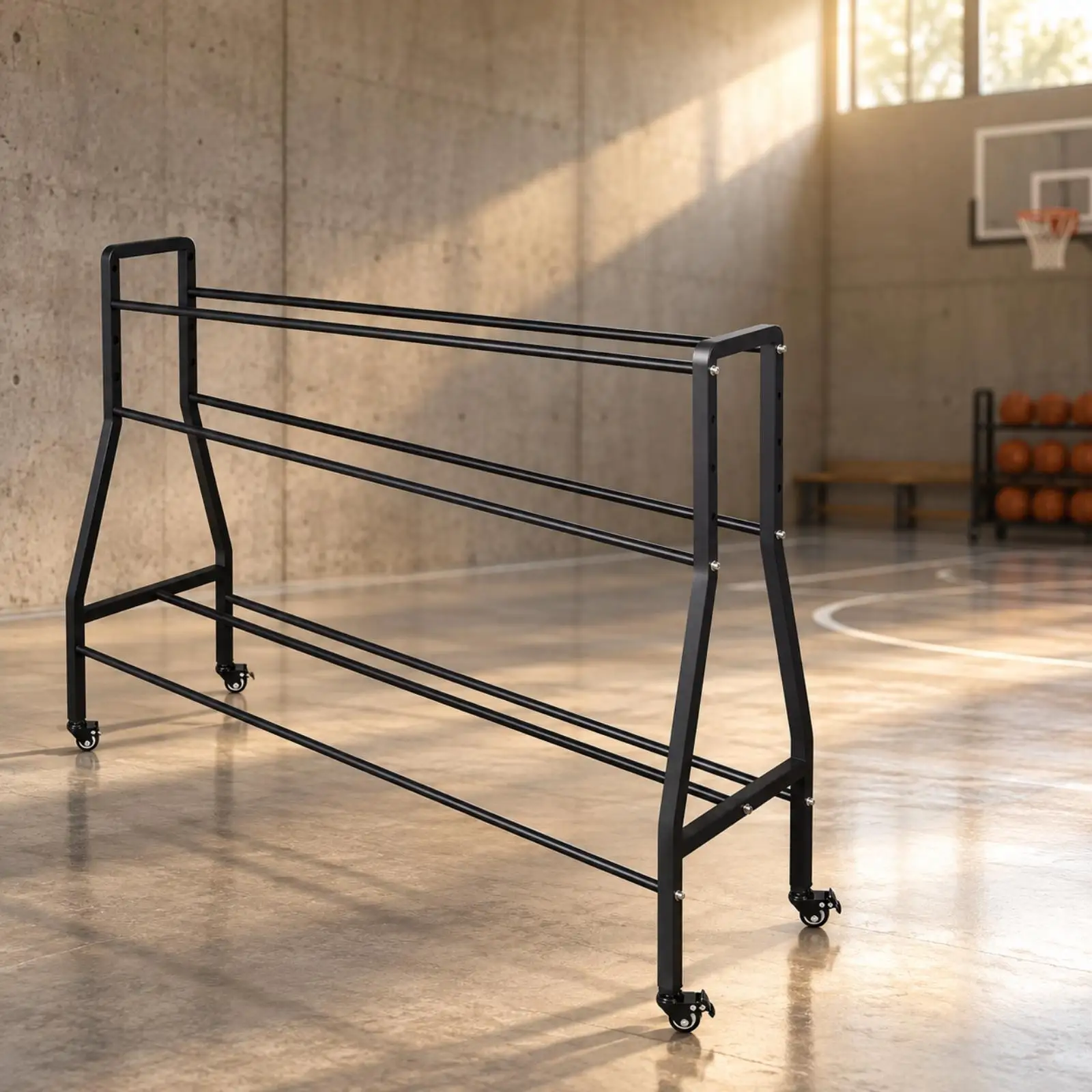 Mobile Ball Rack with Caster Wheels for Basketball Training Equipment Storage Organizer Cart