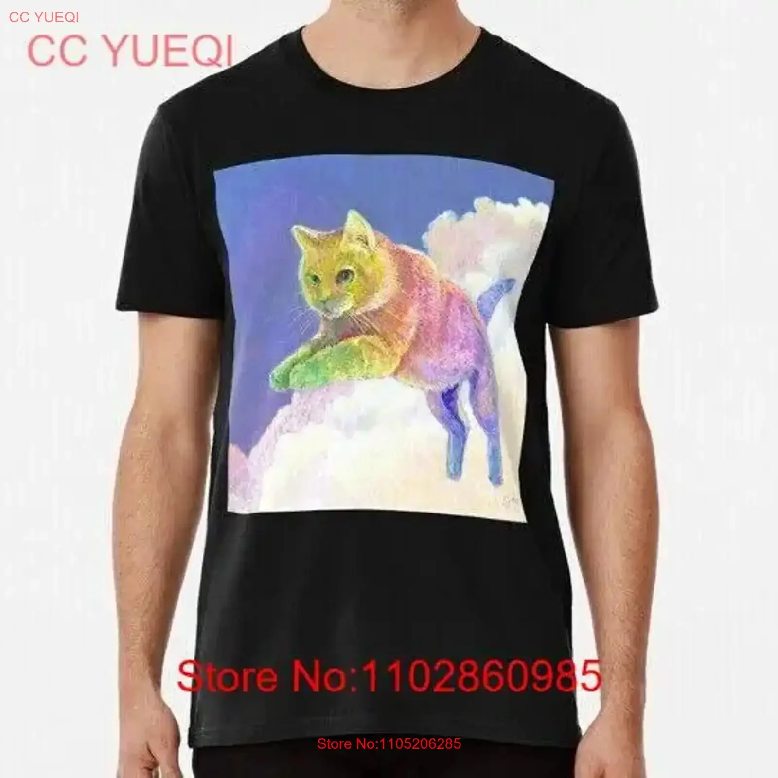 Neurodiversity Cat In the Clouds S to 5XL Made USA T Shirt vintage Washed Stylish Top For Everyday Wear streetwear Breathable