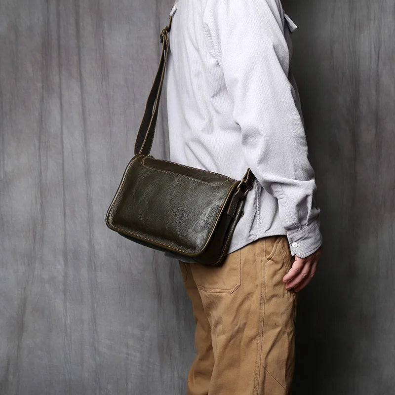 Nzpj Vintage Echt leder Herren Umhängetasche natürliche Rindsleder Umhängetasche lässig Herren Rucksack für 11 Zoll iPad – Detail 4