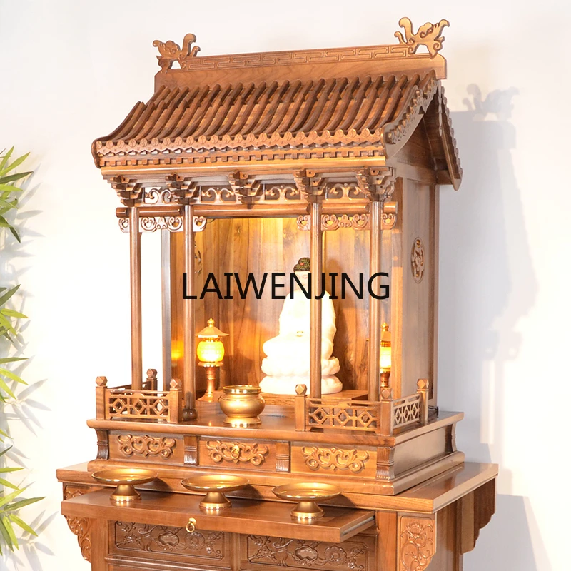 MJY Solid wood God of Wealth Cabinet Guanyin Taiwan Household Buddha Cabinet Standing Cabinet Statue