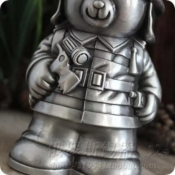 Russian Tin Piggy Box 119 Children's Coin Piggy Bank Bear Firefighter Metal Creative Piggy Bank