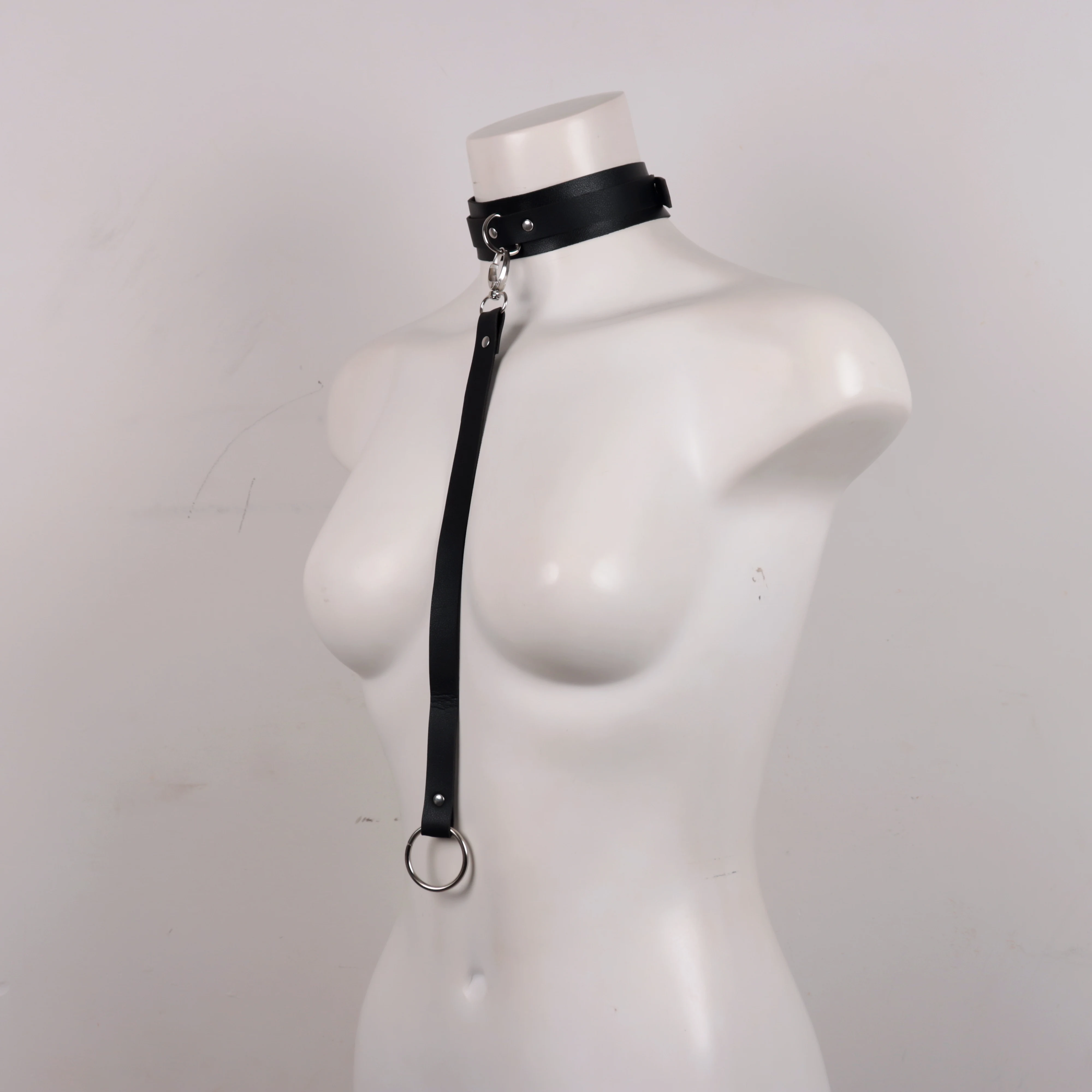 Exotic Accessories of Bdsm Slave Bondage Leather Collar with Leash Belt Choker Necklace Animal Pet Accessories Adjustable Black