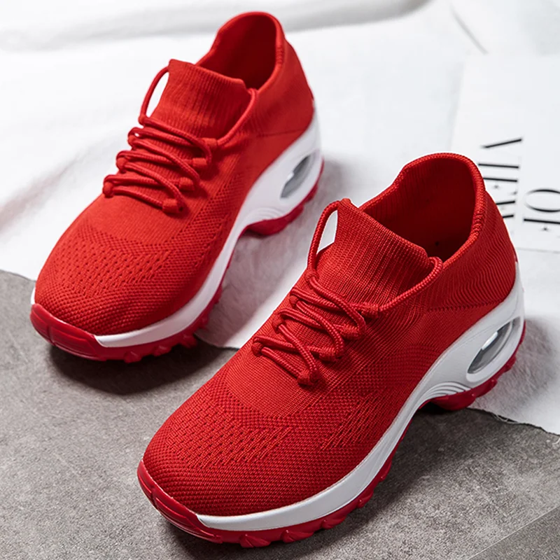 Women 2024 Summer Sport Running Shoes Air Cushioned Increase Height Sneaker Female Mesh Breathable Trainning Shoes Free Delivery