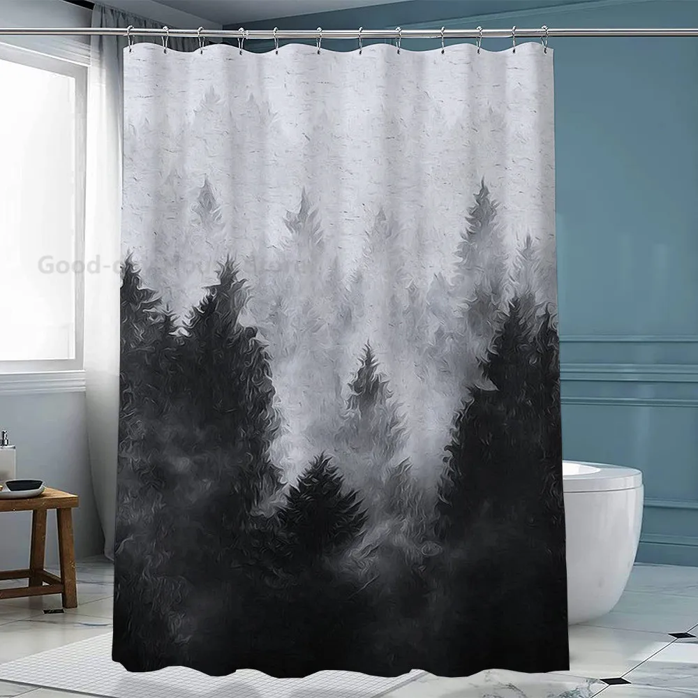 Ink Painting Art Shower Curtains Waterproof Fabric Cloth Bathroom Decoration Supply Washable Bath Room Curtain douche gordijn