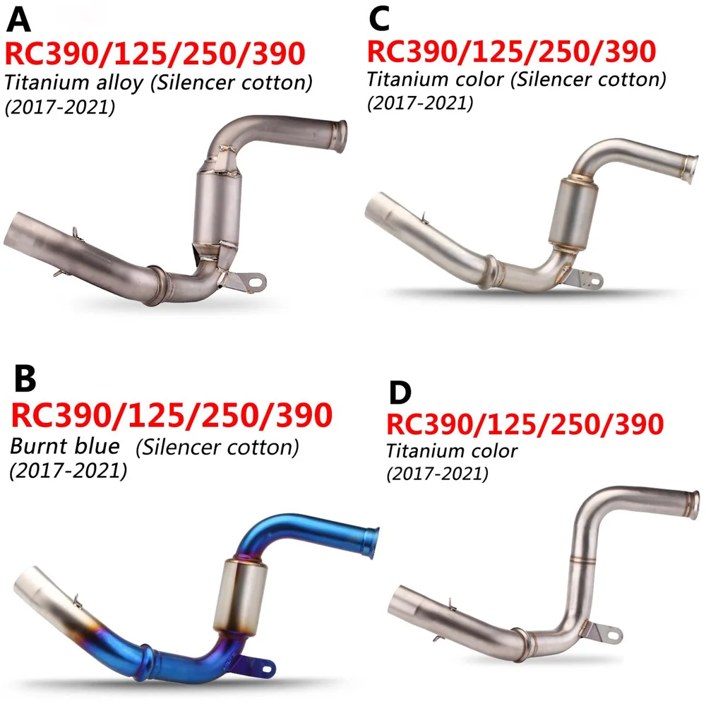

Motorcycle Exhaust Connector Tube Mid Middle Link Pipe Slip-on Exhaust System For DUKE RC390 125 250 2017 2018 2019 2020