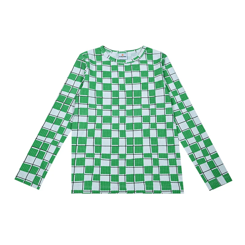 Patchwork Denim Set Tee – Long Sleeve Green