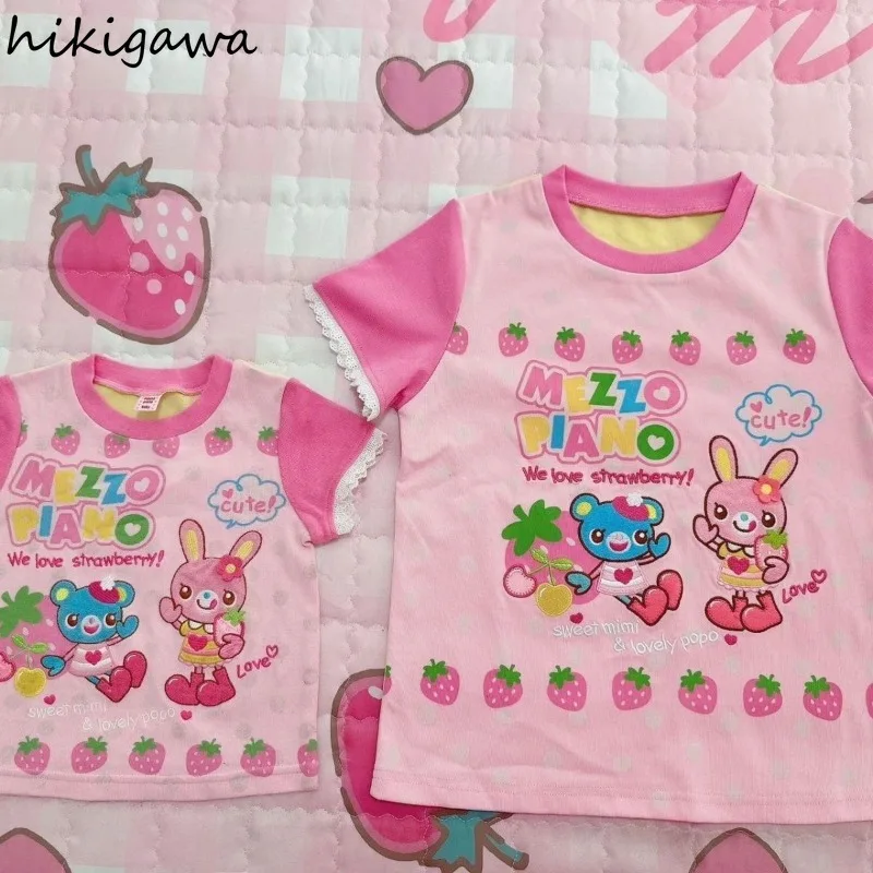 Japanischen Stil Frau T-shirts Crop Tops Y2k Kleidung Kurzarm Oansatz Sommer Camisetas Anime Nette Tees Lässige Mode T-shirts