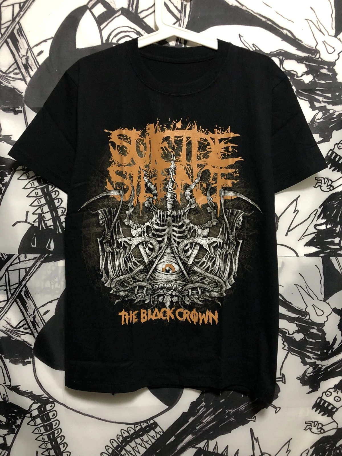 

Band Thailand Imported Metal Rock Cotton Short-sleeved T-shirt Dark Black Pure Cotton Tee Pure Cotton Dark