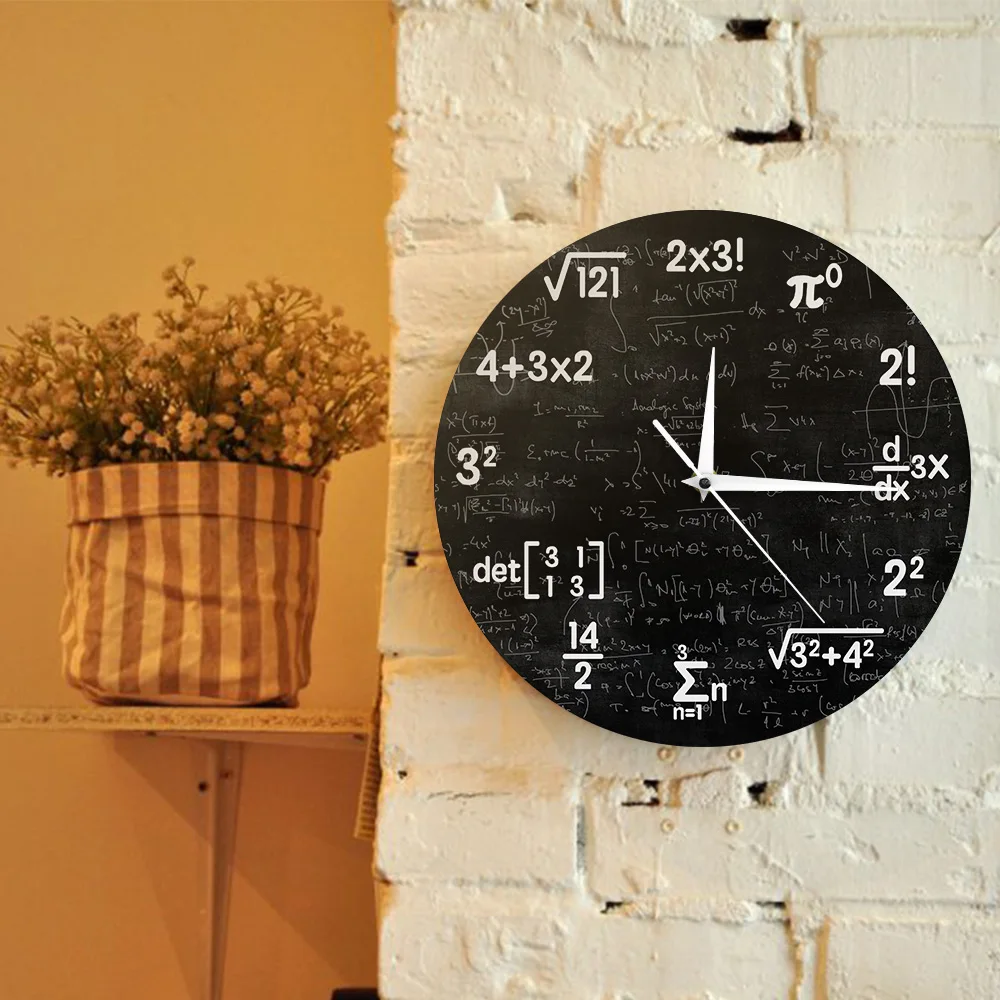 Math Equations and Notations Mathematics Chalkboard Geek Wall Clock Educational Gifts For Kids Teachers School Classroom Decor