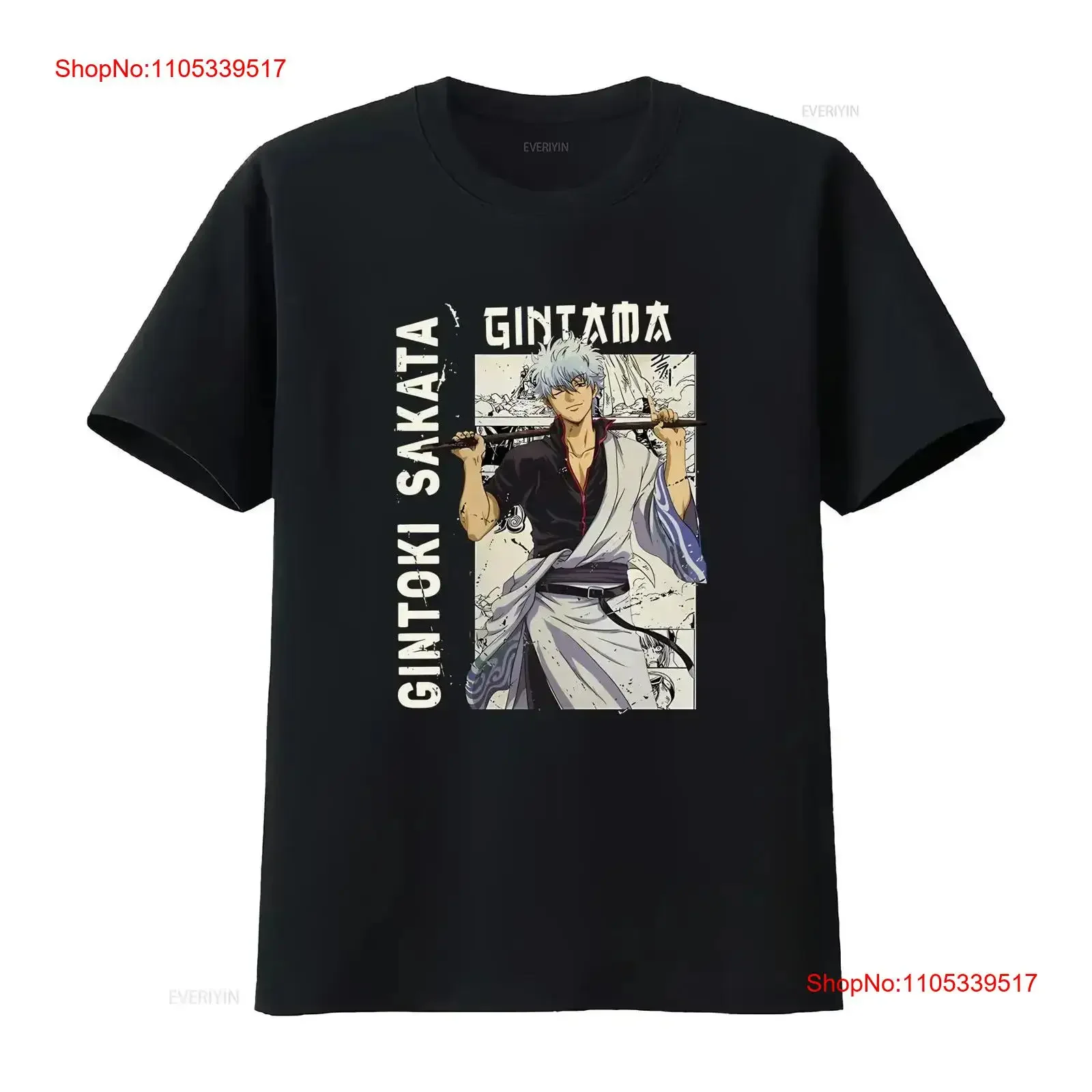 Sakata Gintoki Black T Shirt for Men Shirtns vintage Washed Slightly designer clothes Casual graphic fashion Comfortable
