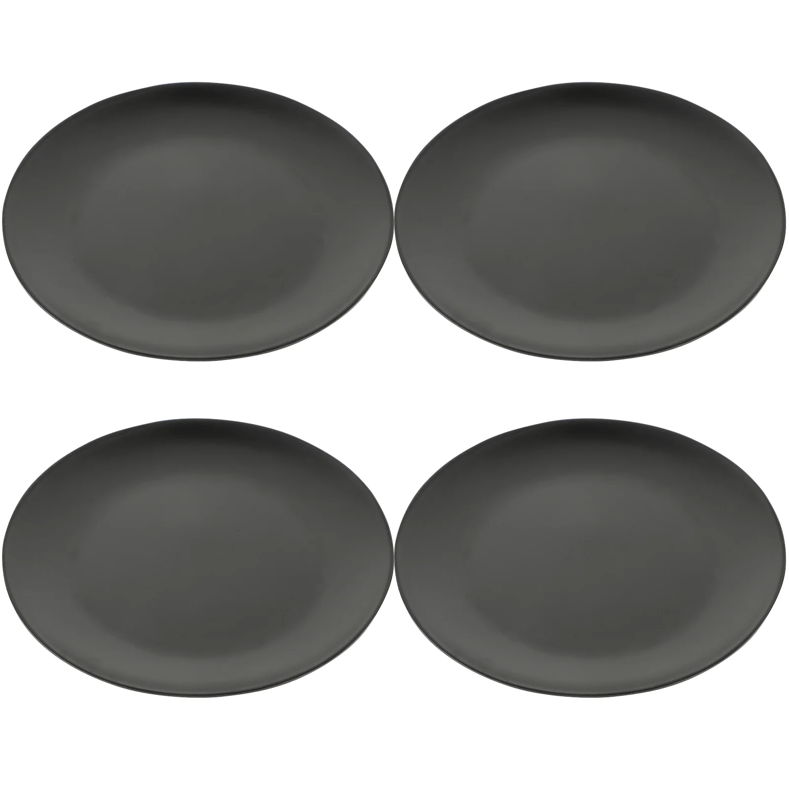 4 Pcs Black Melamine Plate Dish for Picnic Flatware Kitchen Plates Round Dinner Tableware