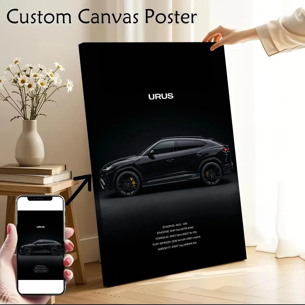 Supercari Urus Side Profile Canvas Poster Wall Art Customizable High Quality Printed Picture for Man's Room Decoration Painting