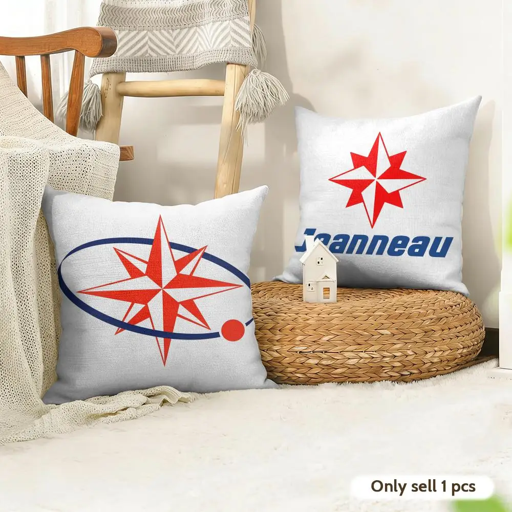 Fashion Logo J-JEANNEAU Cushion Cover Organic Linen Square Pillow Case Durable Non-Allergenic And Kind To Skin