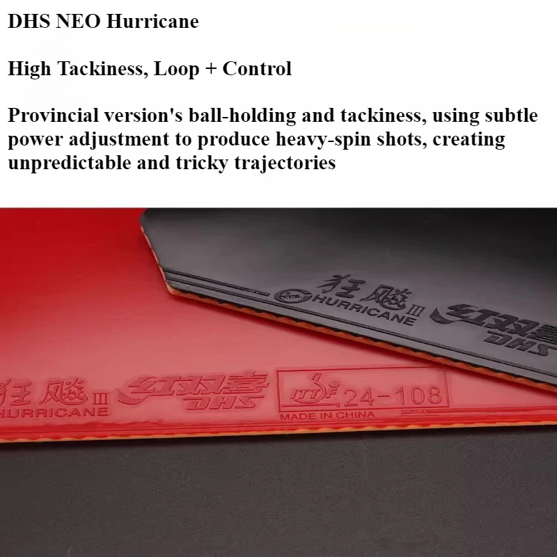 مطاط تنس الطاولة DHS NEO Hurricane 3 الأصلي مع إسفنجة زرقاء/برتقالية صلبة 38 ° -41 ° مطاط بينج بونج للهجوم السريع وحلقة ITTF #3