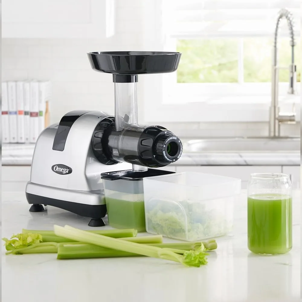 Masticating Juicer, Cold Press Juicer Machine For Celery with Adjustable Dial, 200-Watts, Silver