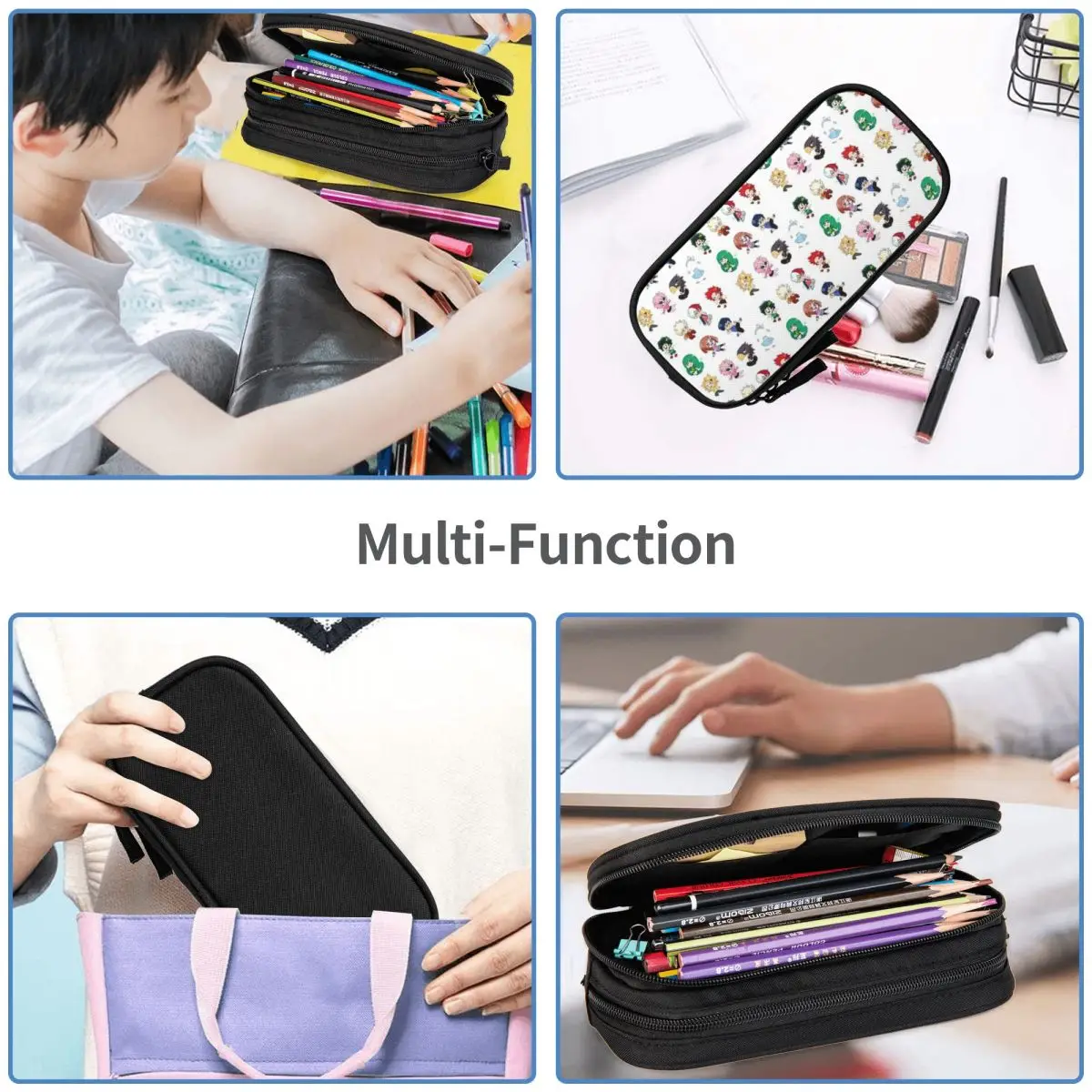 Chibi My Hero Academia Pencil Cases Large Capacity Pen Bags Pen Box Pencil Pouch For Boys Girls Students Stationery School