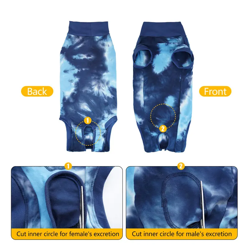 Recovery Suit for Dogs, Tie-Dyed After Surgery, Professional Pet Recovery Shirt, Abdominal Wounds, Prevent Licking Vest