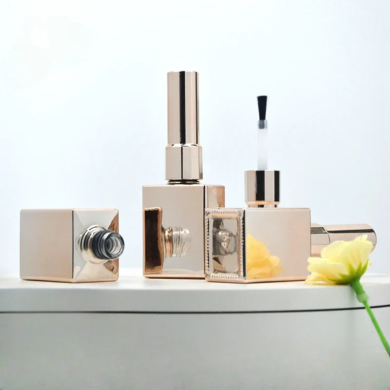 

15ML Nail Polish Bottles Glass Empty Electroplated Gold Beauty Oil Packing Bottles with Brush Nail Gel Containers Nail Art Tools