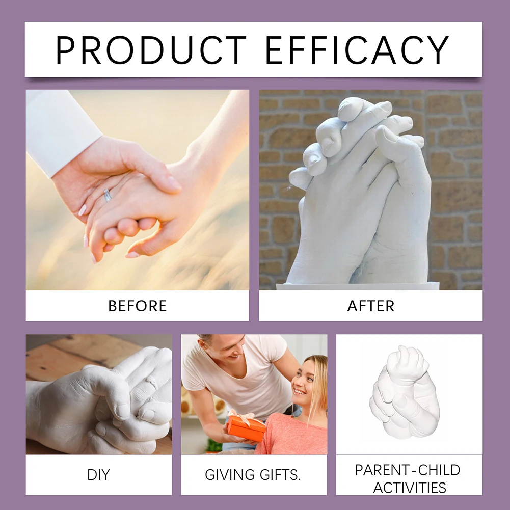 Couples Wedding Souvenirs Romantic Hand Holding Casting Kit Hand Mold Sculpture Handprint Footprints Display-Ready Art Piece