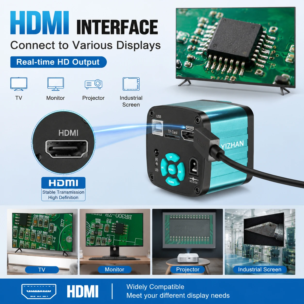 Складной цифровой видеомикроскоп 48MP 4K 1080P HDMI USB камера 150X C-mount промышленная пайка ювелирные изделия микроскоп 13MP VGA
