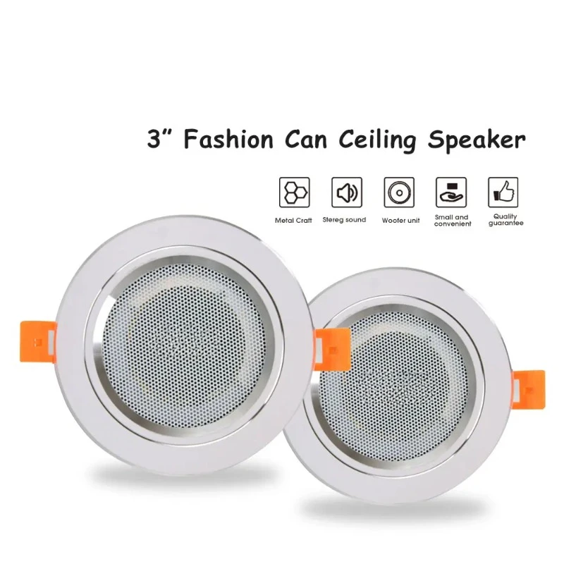 Mini Ceiling Speaker 12W HiFi Stereo Loudspeaker Home Theater Sound System Public Address Background Audio Bathroom Restaurant