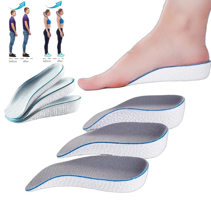 Semelles intérieures en mousse à mémoire de forme pour augmenter la hauteur, soutien de la voûte plantaire, coussinets orthopédiques pour chaussures, rehausseurs de talon élastiques, inserts pour baskets pour pieds plats XID05