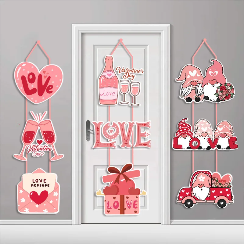 

Valentine's Day Door Sign Red Heart Paper Door Hanger Heart Shaped Door Decoration Happy Valentines Day Wall Decorative Props