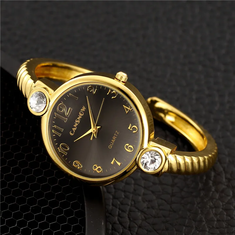 CANSNOW Top Brand Watches for Women Fashion Diamond Bangle Quartz Watch Simple Elegant Gold Silver Women Bracelet Reloj Mujer