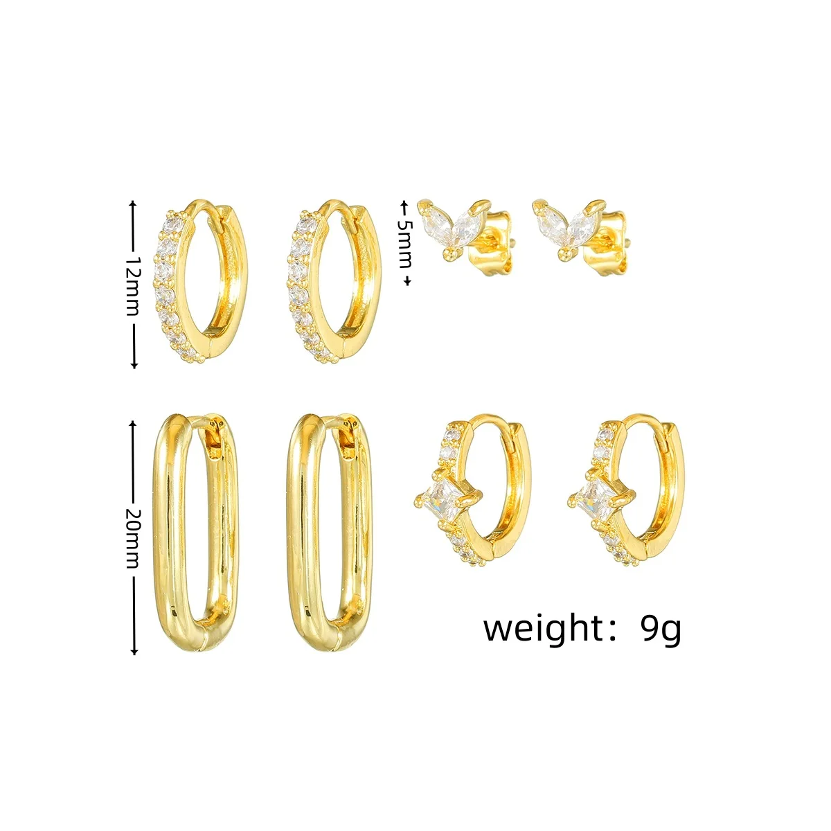 8PCS Delicate Clear Cubic Zircons Multiple Piercing Cartilage Hoop Earring Sets for Women Geometric CZ Small Ear Lobe Jewelry