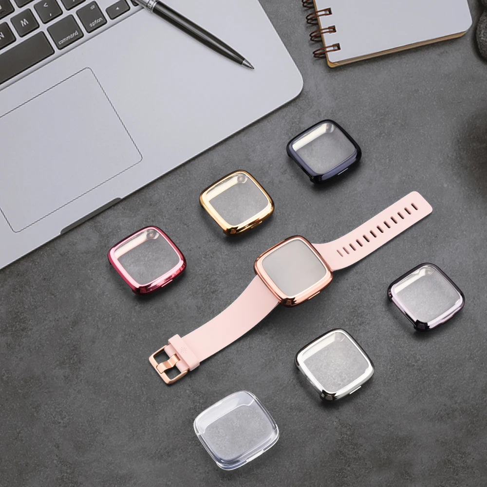 Funda protectora de pantalla de TPU suave para Fitbit Versa 2 3, carcasa protectora impermeable para reloj Fitbit Versa 2 3, funda transparente