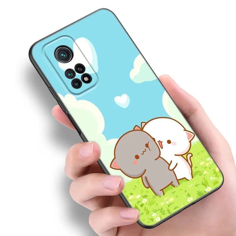 Peach And Goma Cat Black Phone Case For Xiaomi 10T 11 Lite 11T 12S 12X 13T 14 Pro A1 A2 POCO M3 M4 M6 X3 NFC X5 Pro F3 F5 image 3
