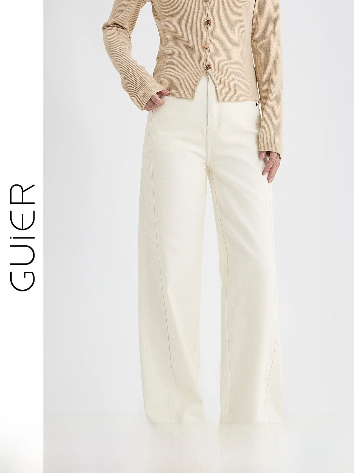 

High Waist Wide Leg Denim Jeans Women's Casual Loose Versatile Slim Straight Pants Spring New Arrival Guier Ladies Jeans
