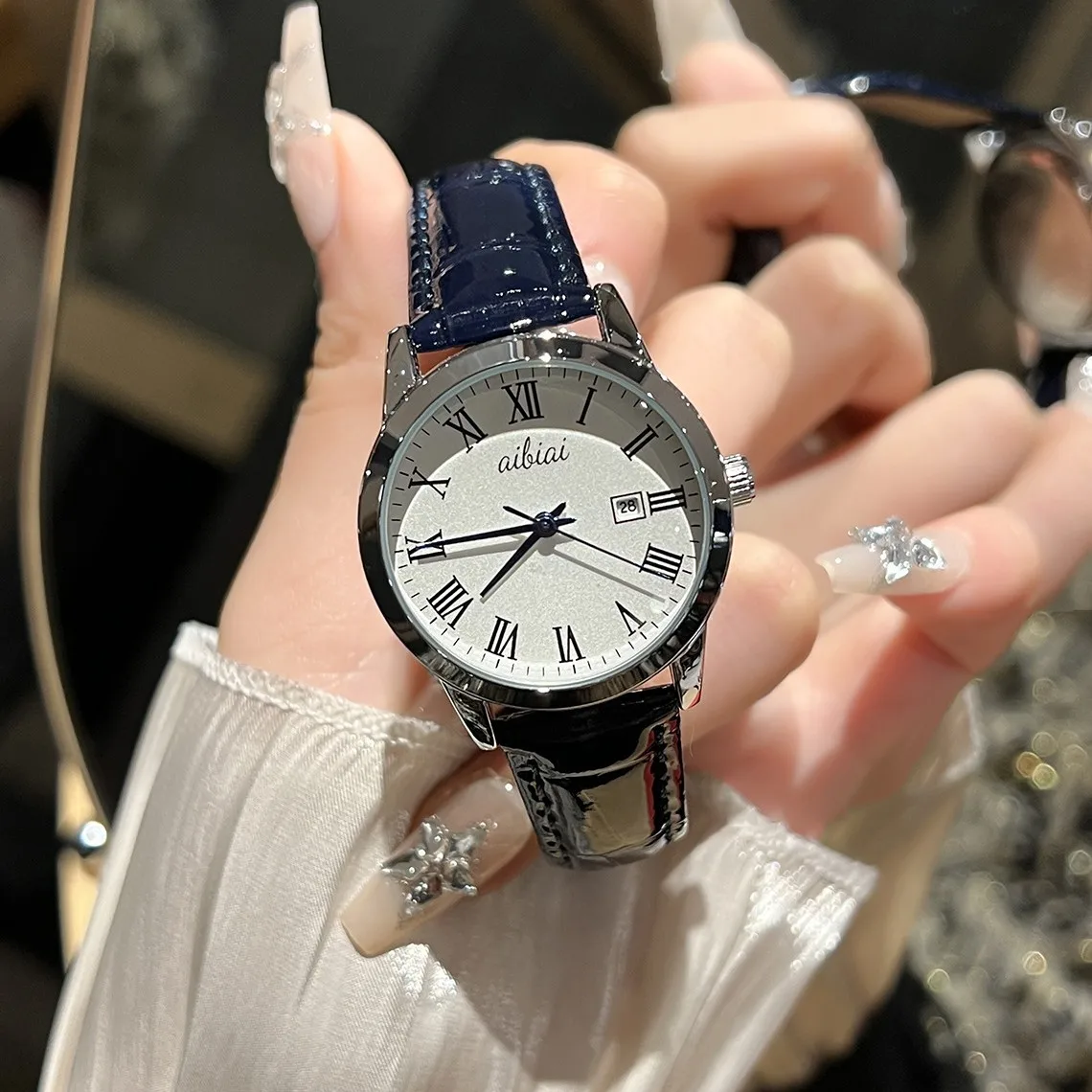 

Women Blue Black Small Watches Versatile Thin Strap Leather Band Ladies Quartz Watch Wristwatch Clock Reloj Mujer