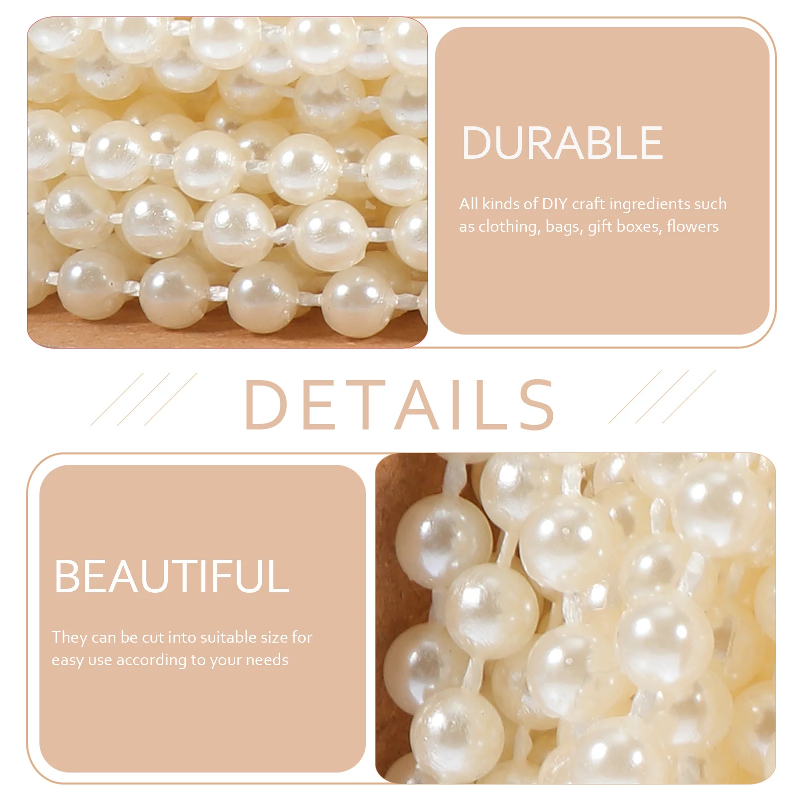 

1 Roll Plastic Beads Chain String Beads Diy Accessories Decor For Wedding Party Hanging Ornament Home Holiday Craft Supply