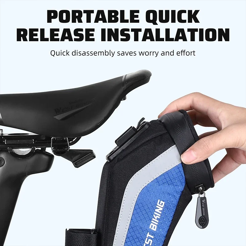 WEST BIKING Bicycle Saddle Bag Quick Release Water Repellent Under Seat Bag Easy Open And Take Design Cycling Bags MTB Accessory