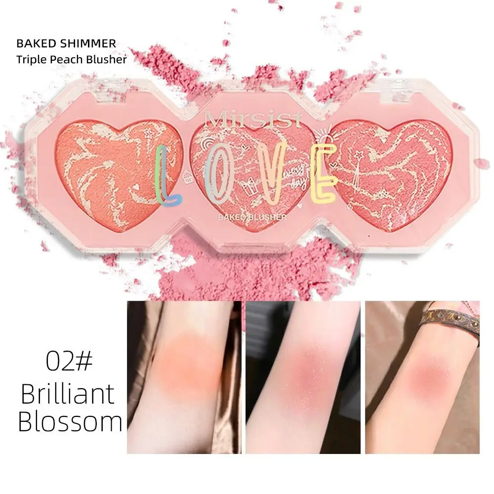 New 3 Colors Face Blusher Natural Long Lasting Blush Palette Multifunctional Waterproof Eye-shadow Women