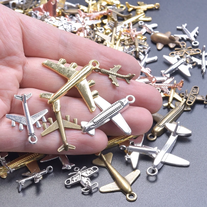 30/50/100pcs Random Mixed Fashion Aircraft Charms Pendant For Jewelry Making Diy Necklace Bracelet Keychain Handmade Accessories