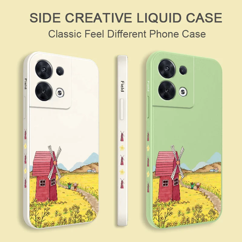 Golden Fields Phone Case For OPPO Reno 8 8T 8Z 7 7Z 6 5 F19 F9 Pro 4G 5G Liquid Silicone Cover