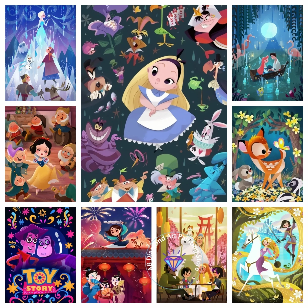 

Disney AB Diamond Painting Kits Art Beauty And The Beast Snow White And The Seven Dwarfs Embroidery Jewelry Mosaic Cross Stitch