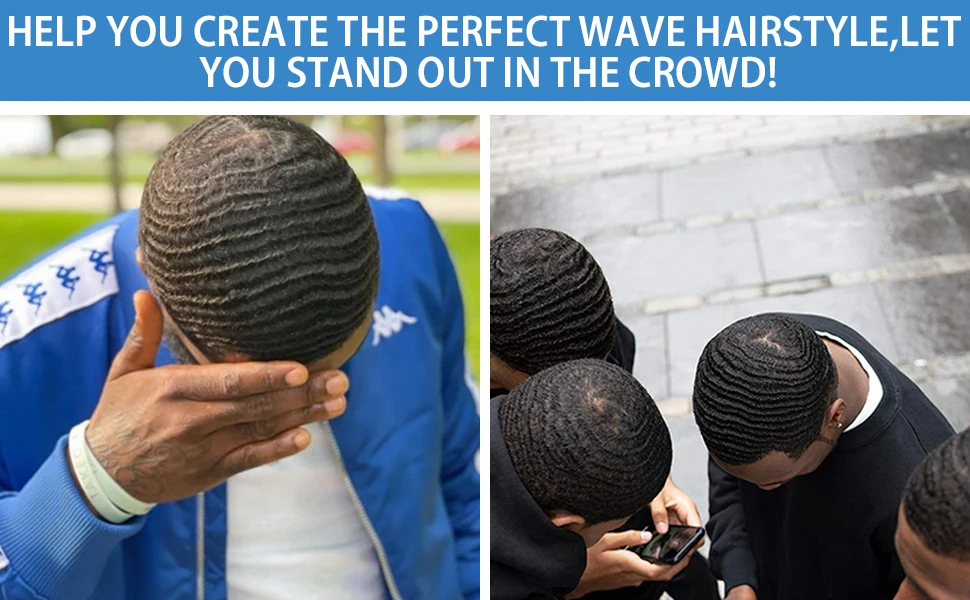 GOIPLE Men Wave Control Hair Pomade Lasting Styling Hair Mud Waves Layered 360 Style Wax Cream Pirate Hat and Plastic Brush 4pcs