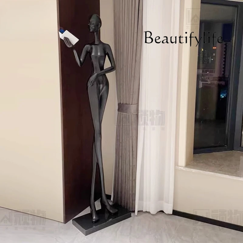 Art humanoid decoration creative resin standing reader sculpture floor ornament