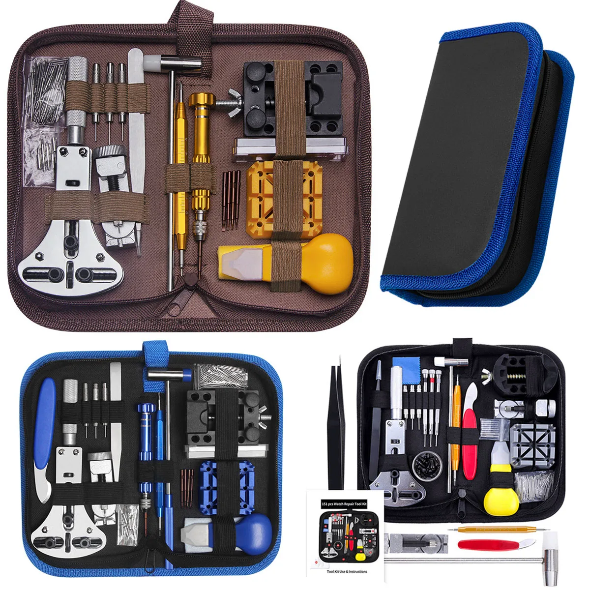 Professional Watch Repair Tool Kit Watch Battery Replacement Tool Kit Spring Bar Tool Set Tweezers Hammers Screwdriver Pry