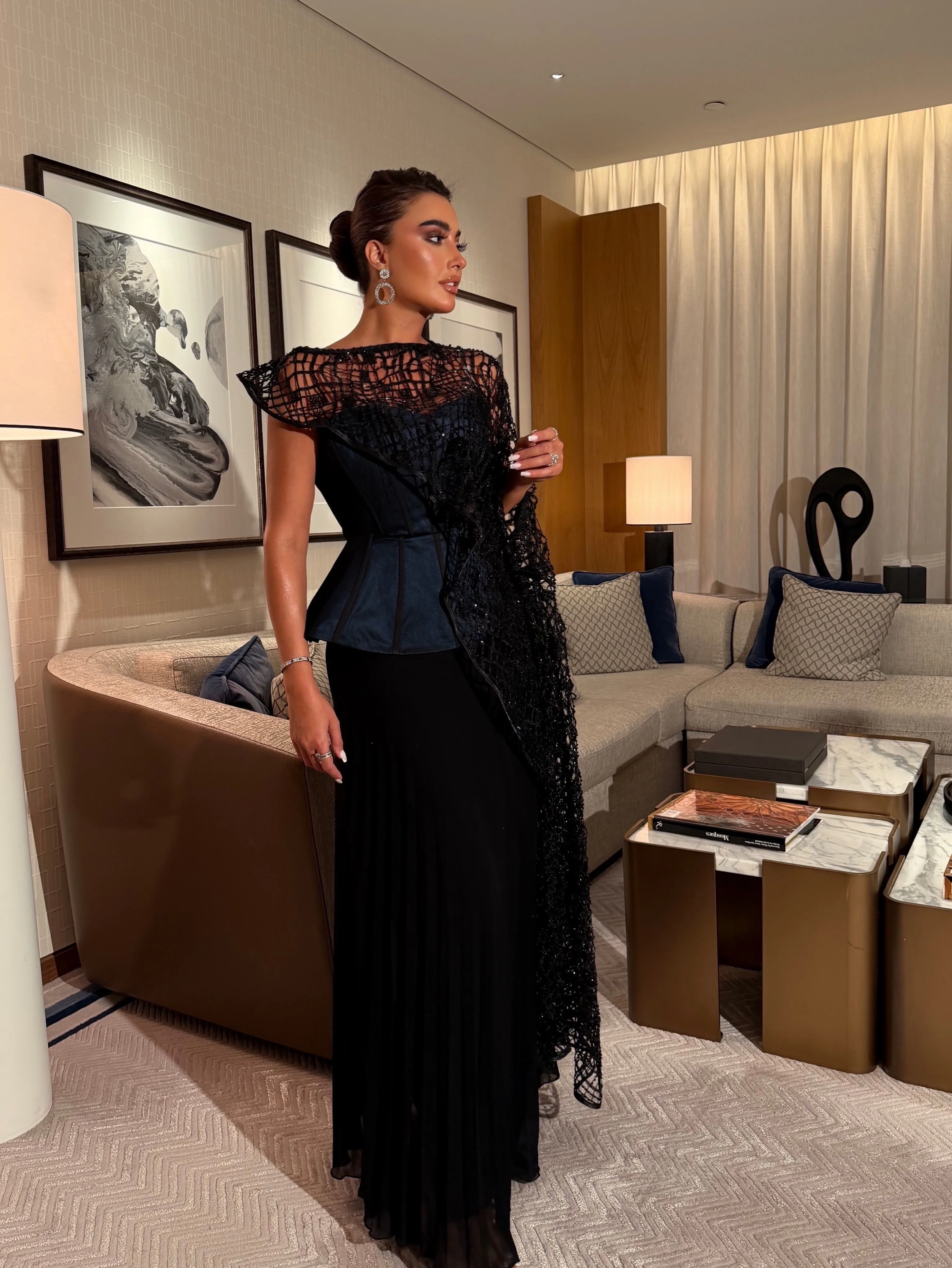 Customized Elegant A-Line Sweetheart Evening Dresses Detachable Grid Shawl Contrast Color Classic Occasion Celebrity Prom Gowns
