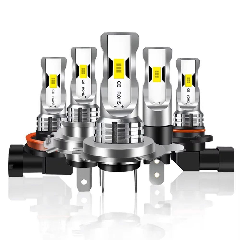2 uds nuevo H7 Mini LED H1 H3 H4 bombillas de faros LED de alta potencia lámpara de cabeza de coche CSP Chip Plug and Play 6500K blanco