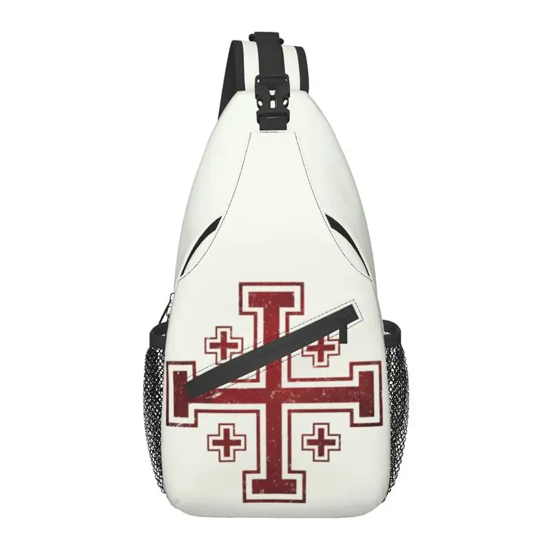 

Jerusalem Cross Medieval Knights Cross Crusader Sling Crossbody Backpack Templar Warrior Shoulder Chest Bags for Travel Cycling