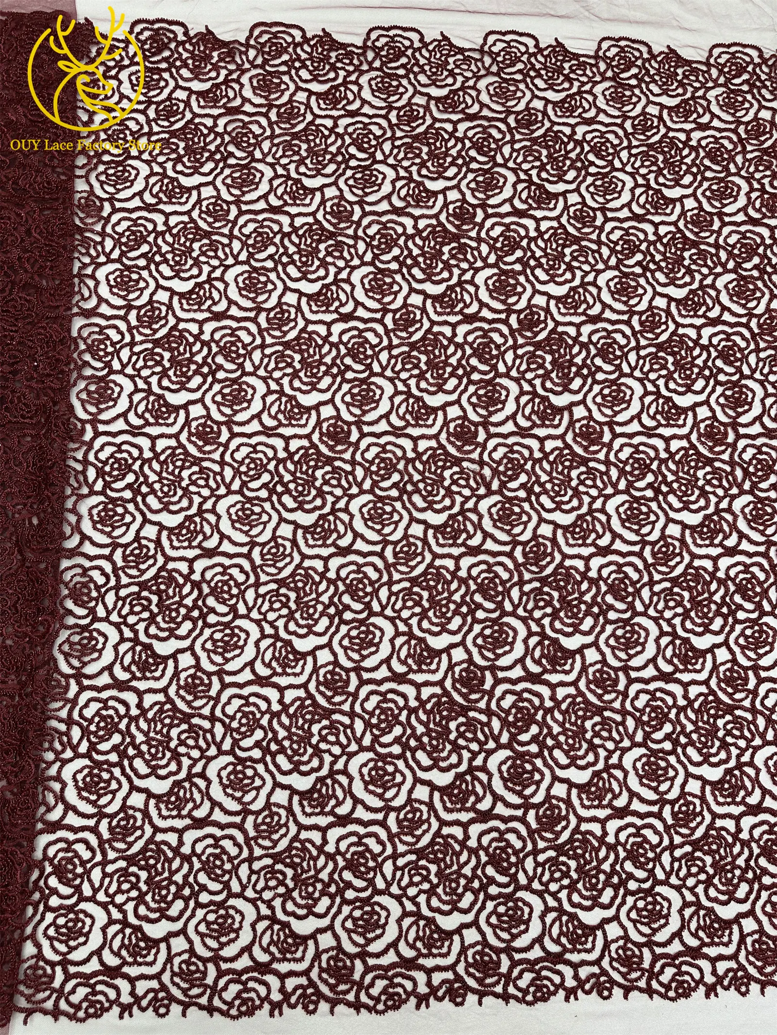 Stickerei-Blumen Perlen-Pailletten Spitzenstoff Französischer Tüll Netz-Stickerei Nigerianischer Spitzenstoff Brautkleid-Stoff – Detail 17