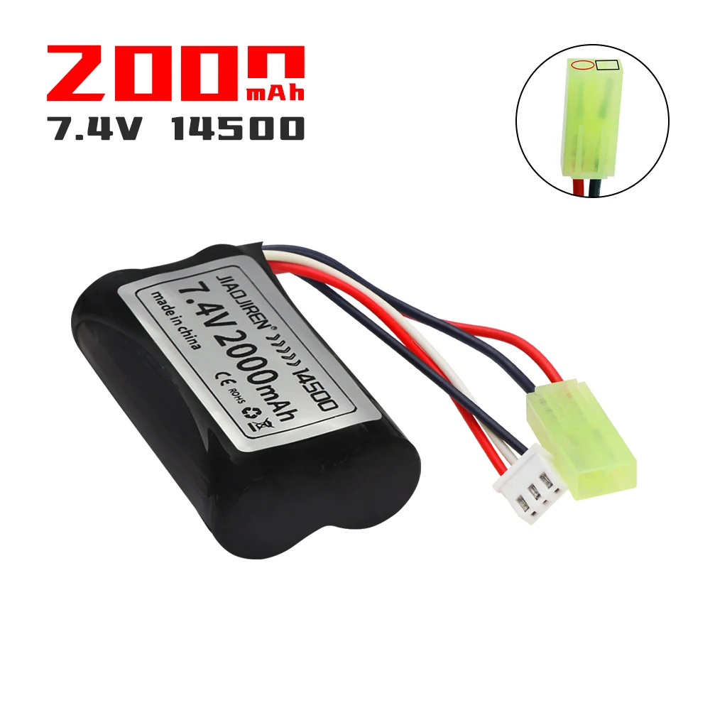 2S 2000mah Li-ion Battery with TIMA PLUG For Electric Toys Water Bullet Gun Spare Parts 7.4V 14500 For RC toys Cars