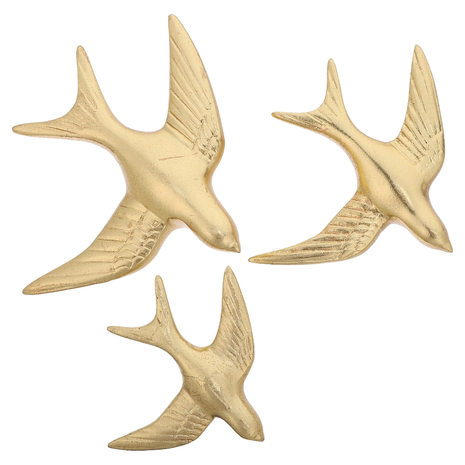 3Pcs Gold Resin Swallow Wall Decoration Vintage Bird Sculpture Flying Art for Living Room Bedroom Garden Outdoor Wall Resin