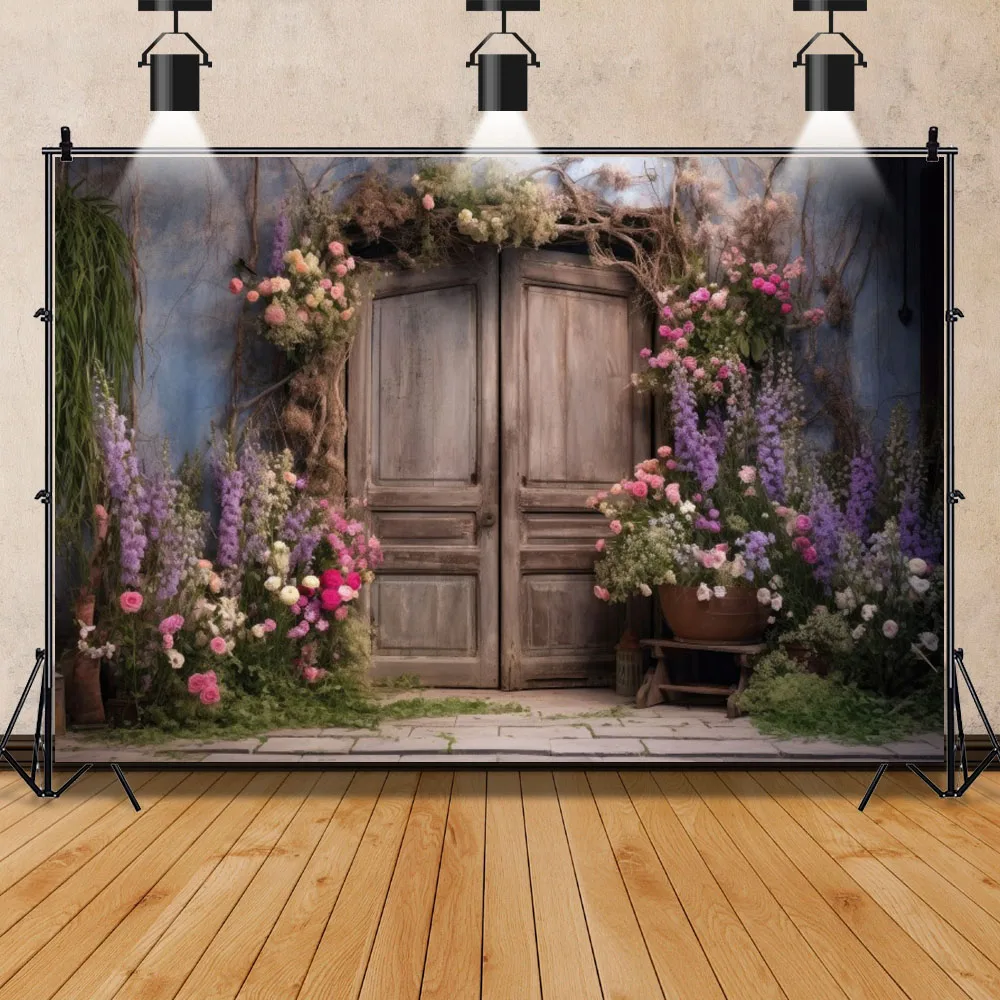 Abstract Flower Wedding Backdrop Arch Door Spring Floral Baby Shower Birthday Kid Portrait Photography Background Photo Studio